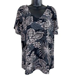 Citiknits QVC Style Top Women Size Extra Large XL Black Short Sleeve Stretch NWT